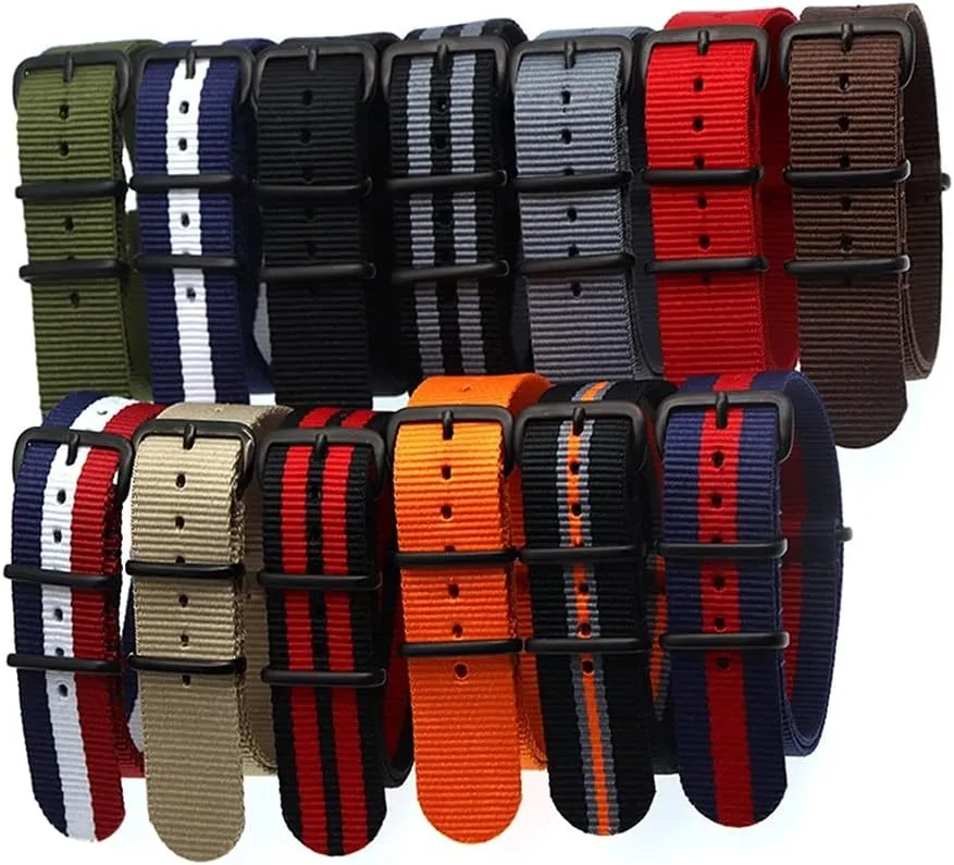 18 20 22 24mm Sportstrap Belt Buckle Bracelet Watch Black (Band Color : Army Blue, Band Width : 20mm)