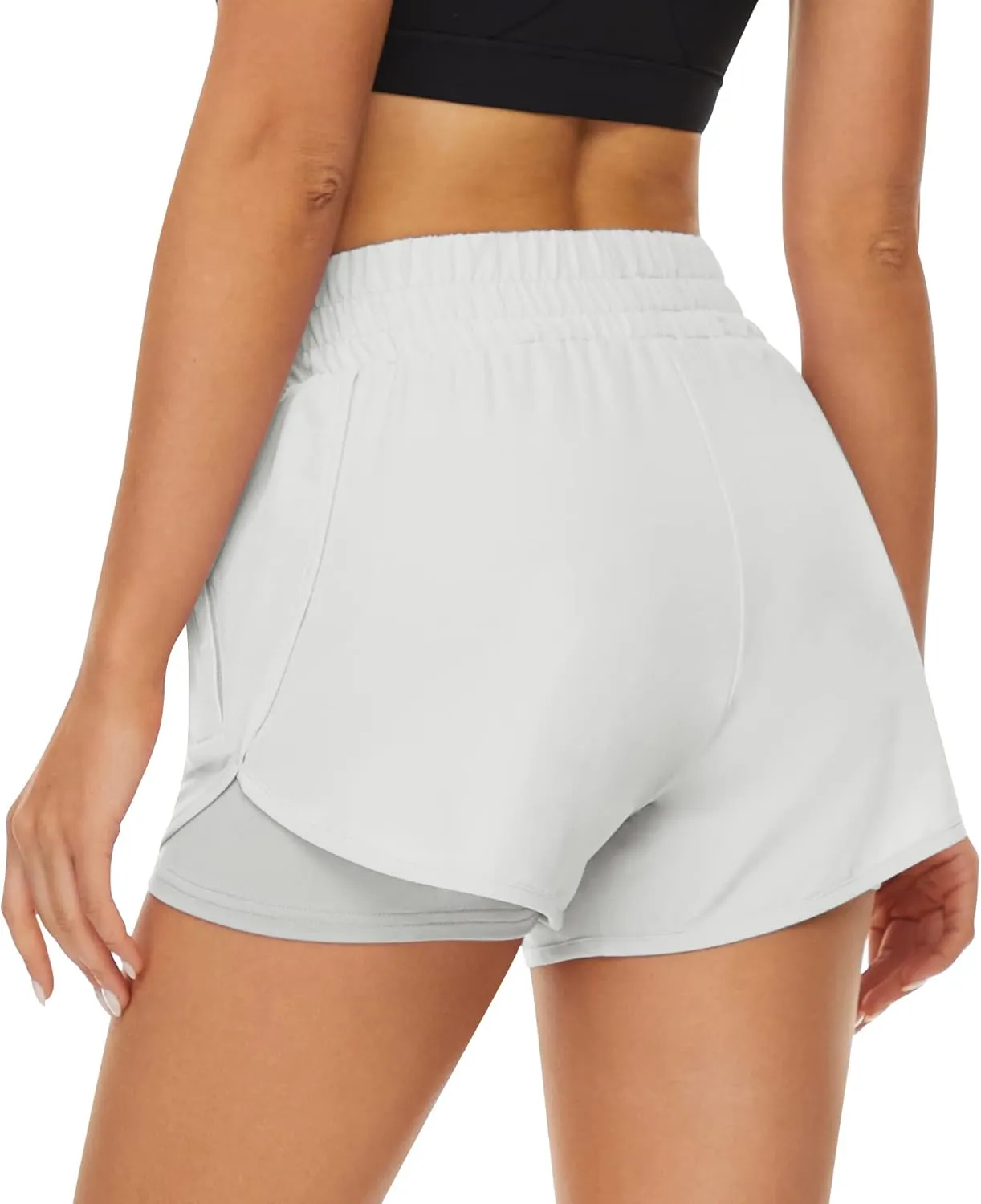 2 Pack Athletic Shorts for Women, Quick Dry Running Shorts with Pockets High Waisted Workout Gym Sports Shorts