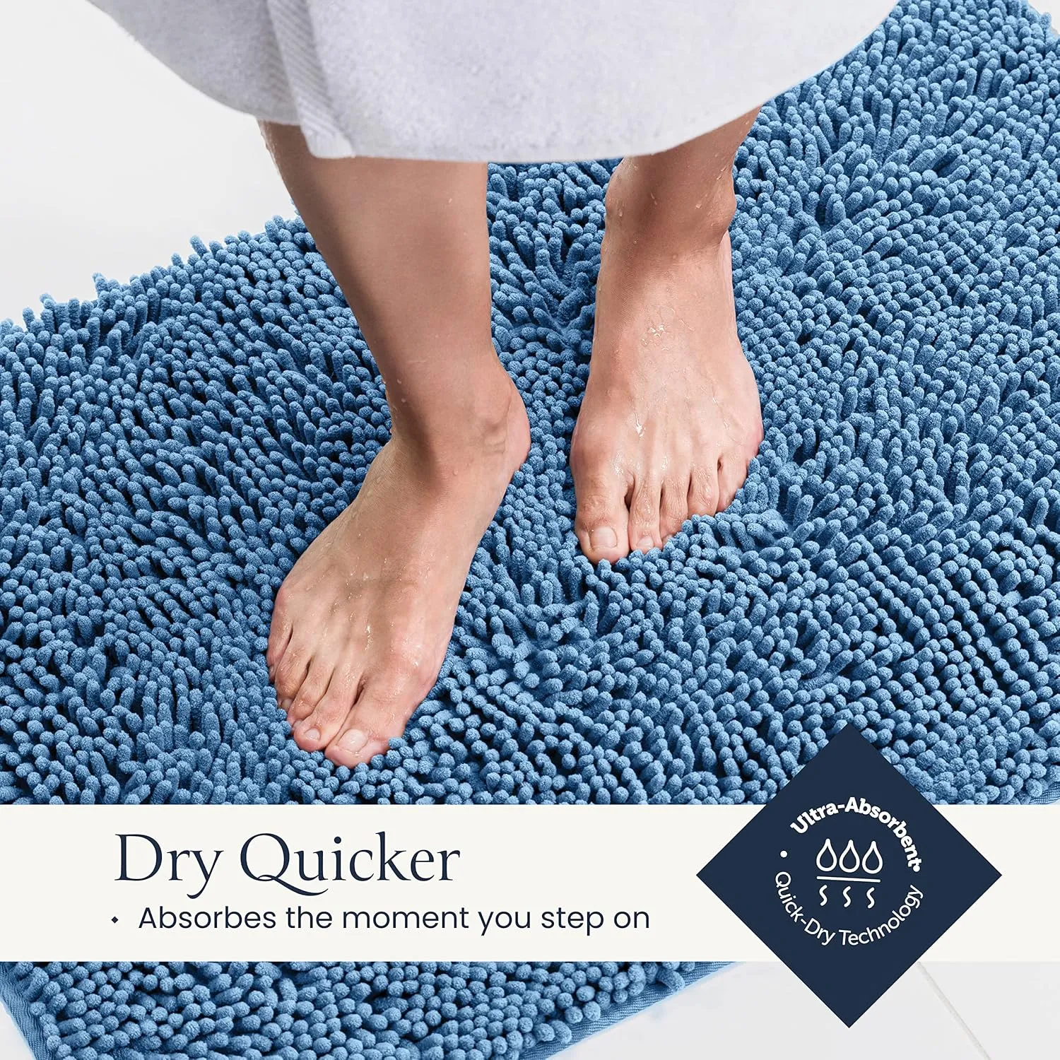 2 Piece Bathroom Rugs Bath Mat Set - Soft Plush Chenille Shower Mats For Durable Rug With Rubber Backing, Ultra Absorbent Rugs, Bathtub Mat, 30x20   24x17 Inch