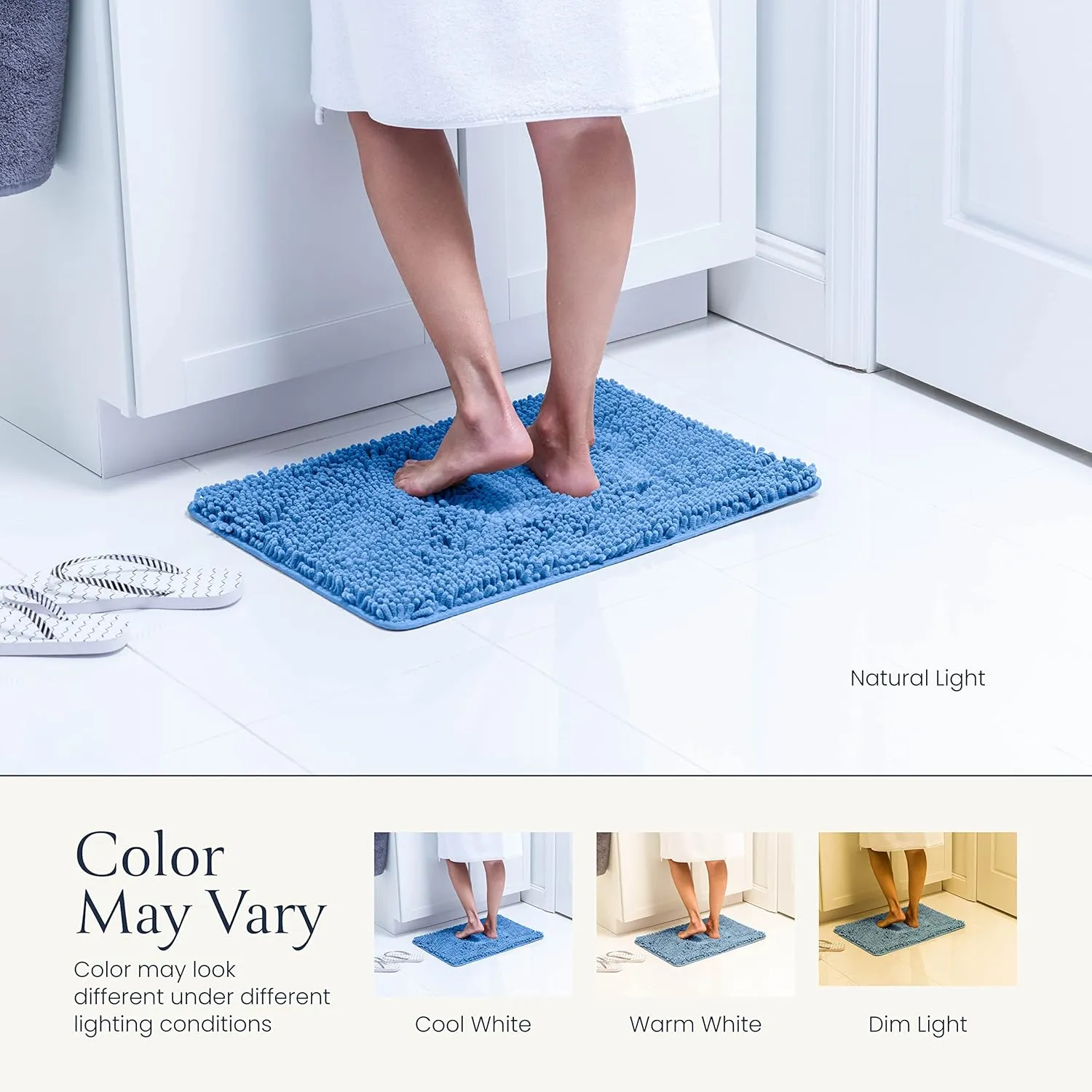 2 Piece Bathroom Rugs Bath Mat Set - Soft Plush Chenille Shower Mats For Durable Rug With Rubber Backing, Ultra Absorbent Rugs, Bathtub Mat, 30x20   24x17 Inch