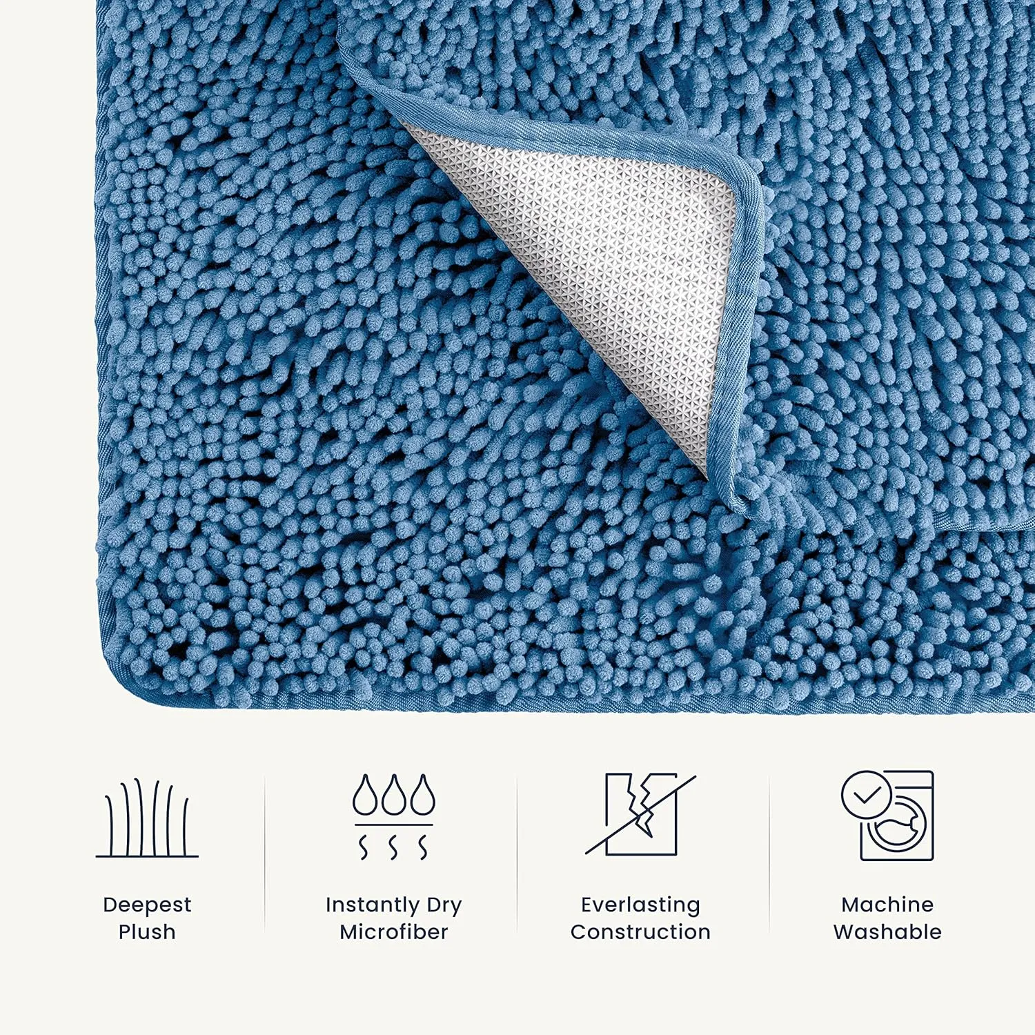 2 Piece Bathroom Rugs Bath Mat Set - Soft Plush Chenille Shower Mats For Durable Rug With Rubber Backing, Ultra Absorbent Rugs, Bathtub Mat, 30x20   24x17 Inch