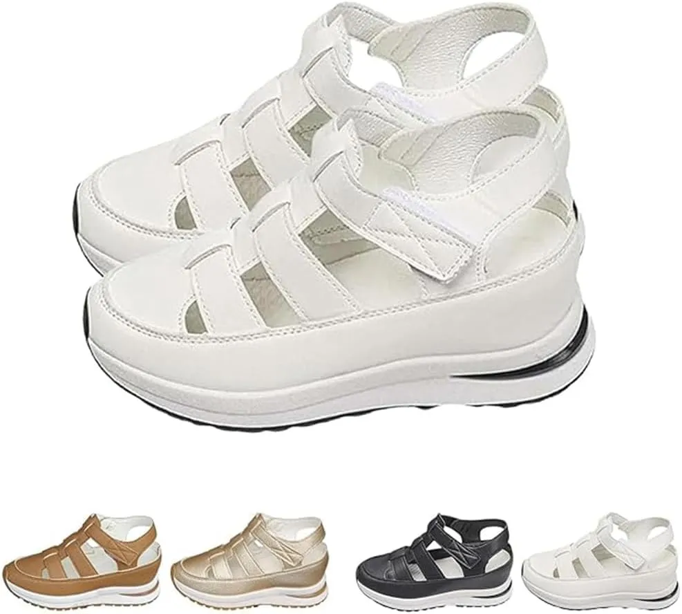 2025 New Women's Hollow Out Breathable Platform Wedge Sandals,Fashionable Roman sandals closed toe comfortable casual sandals