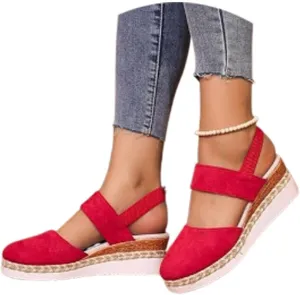 2025 summer new wide band closed toe sandals for womenOrthopedic Platform Wedge