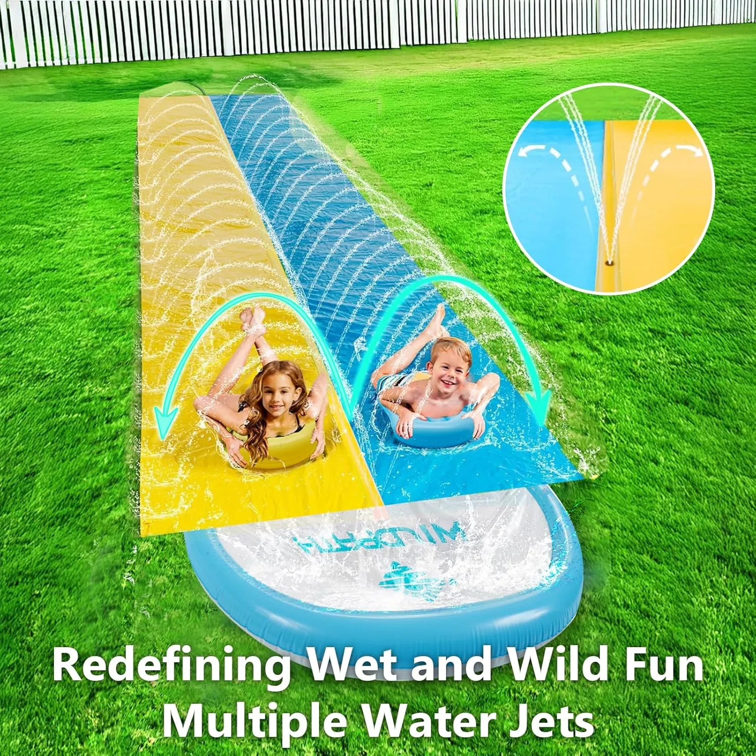 22.5FT Slip and Slide for Kids and Adult, Inflatable Water Slide for Backyard Outdoor with Sprinkler, Blow up Watersilde Summer Toy