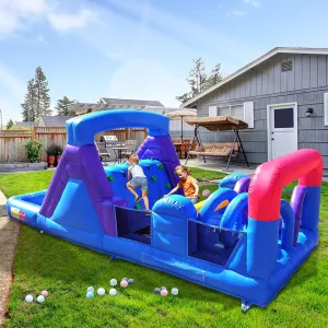 22FT(L) Commercial Bounce House for Big Kids 3-8, Inflatable Obstacle Course with 950W Blower,Large Slide,Dual Tunnels, Climbing Wall, Wet Dry Pool for Party Backyard Outdoor Fun
