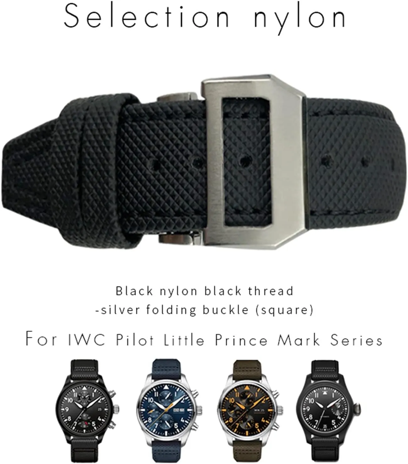 22mm 21mm 20mm Nylon Calfskin Watchband Fit for IWC Big Pilot IW377714 Mark18 SPITFIRE Nylon Real Leather Strap