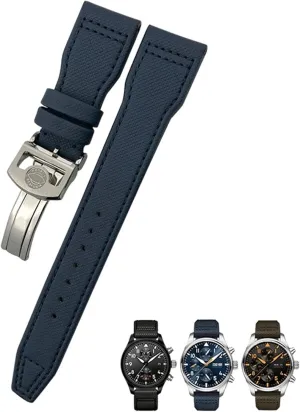 22mm 21mm 20mm Nylon Calfskin Watchband Fit for IWC Big Pilot IW377714 Mark18 SPITFIRE Nylon Real Leather Strap