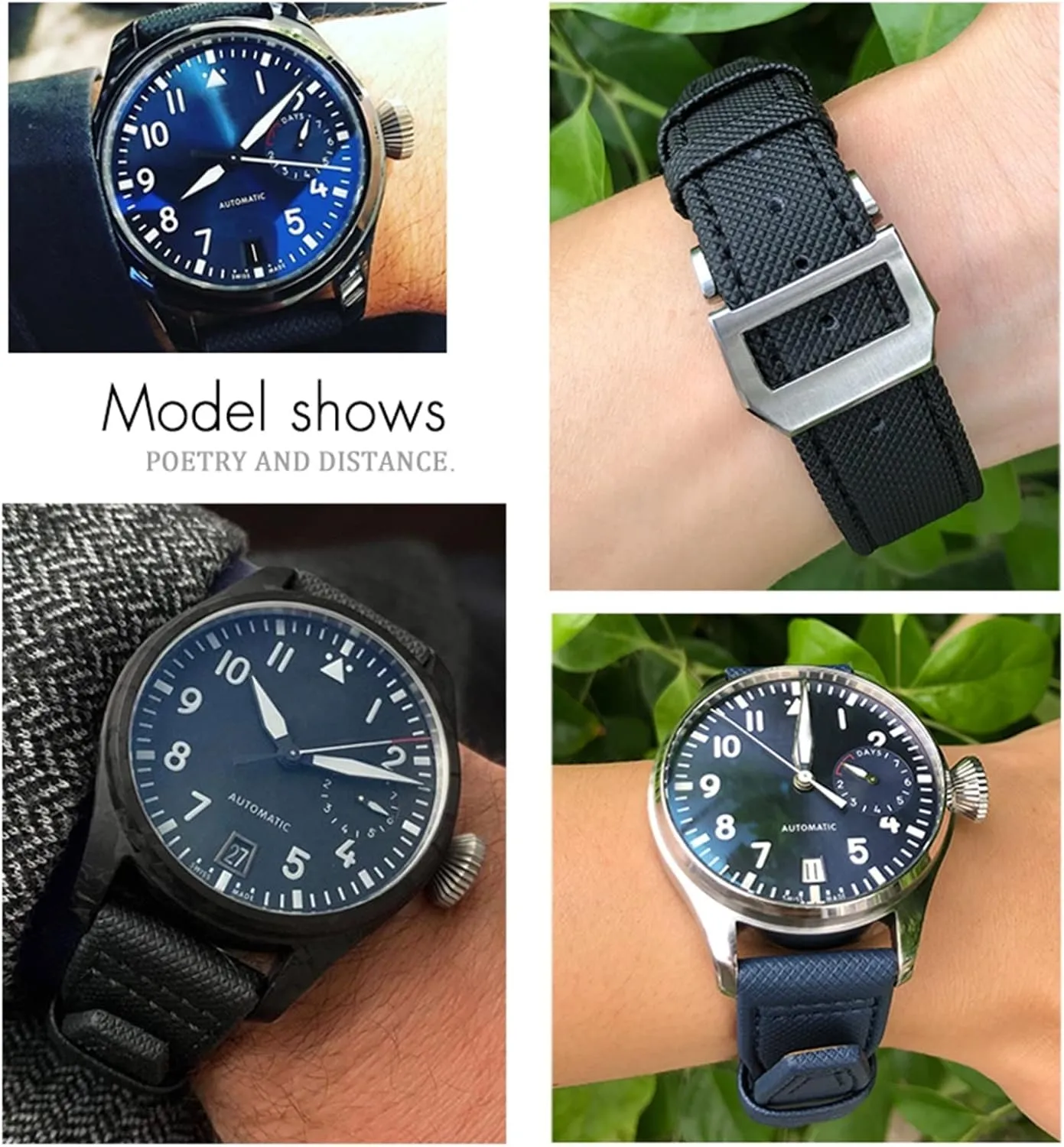 22mm 21mm 20mm Nylon Calfskin Watchband Fit for IWC Big Pilot IW377714 Mark18 SPITFIRE Nylon Real Leather Strap