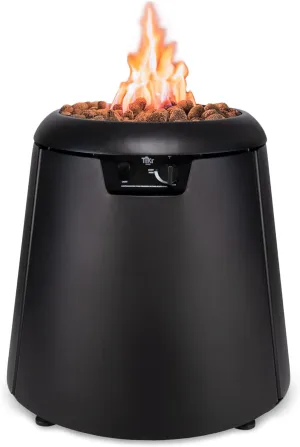 28.5-Inch Customizable Propane Fire Pit, 40,000 BTU Outdoor Gas Fire Pit with Lava Rocks & Burner Cover – Modern Black Design for Patio, Backyard, and Outdoor Spaces