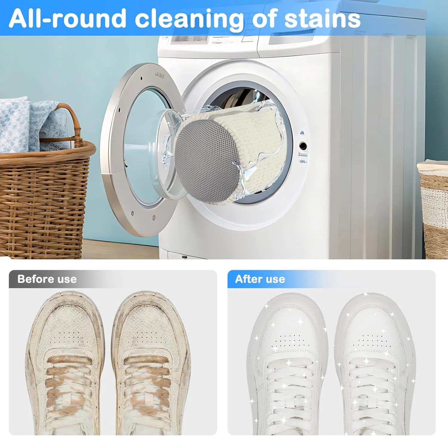 2Pcs Shoe Washing Machine Bag,Shoes Laundry Bag for Shoes Sneaker,2 Pairs Adjustable Shoe Trees, Reusable and Durable Zipper Shoe Washing Bag for All Shoe Types(Beige White)