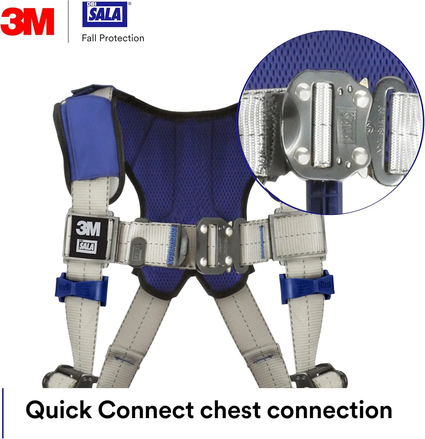 3M DBI-SALA ExoFit X100 Comfort Construction Positioning Safety Harness, OSHA, ANSI, 3 D-Ring Connections, Tongue Leg Buckles, Quick Connect Chest Buckle, 1401110, Small