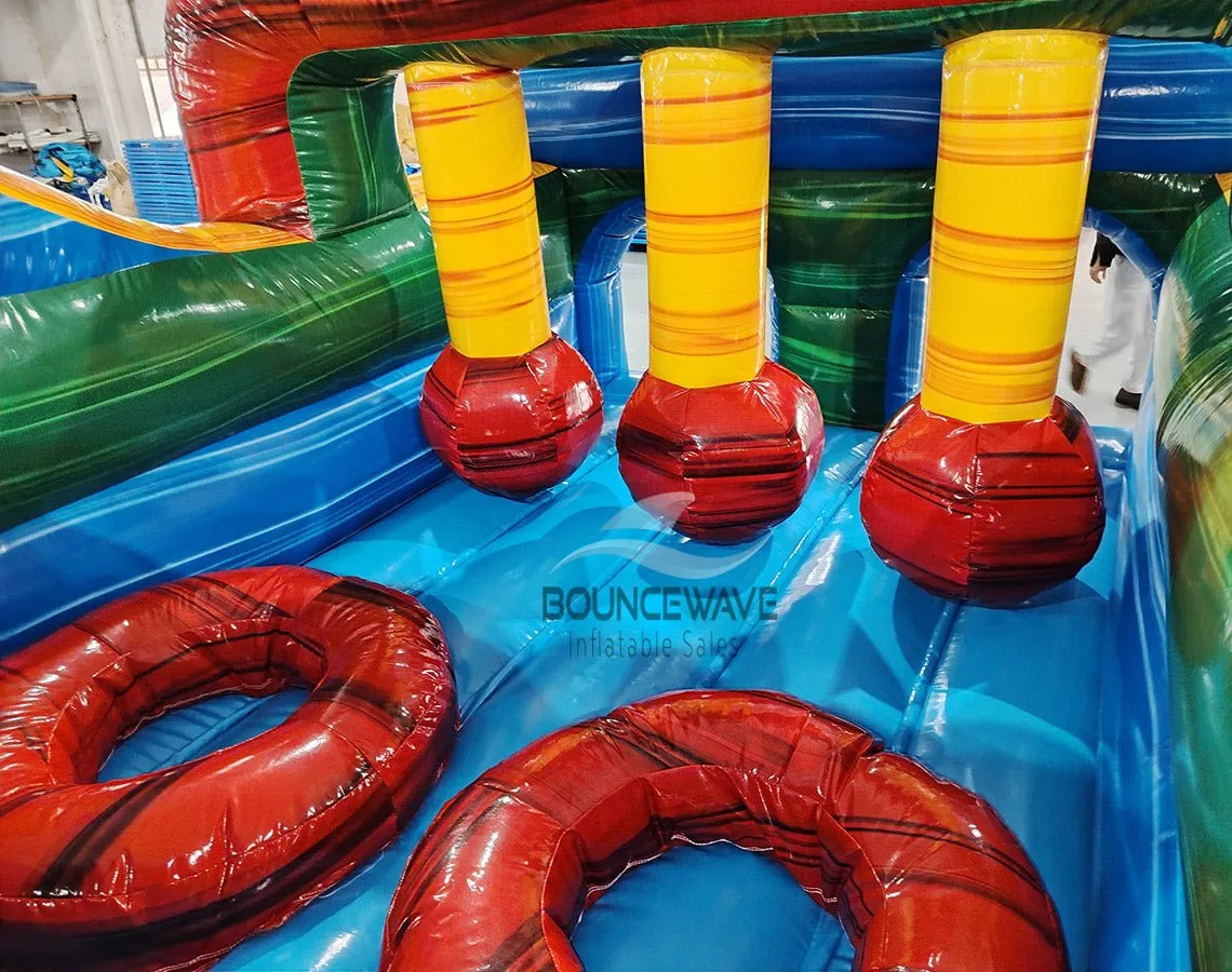 62ft Euro Marble 2-Piece Wet/Dry Inflatable Obstacle Course
