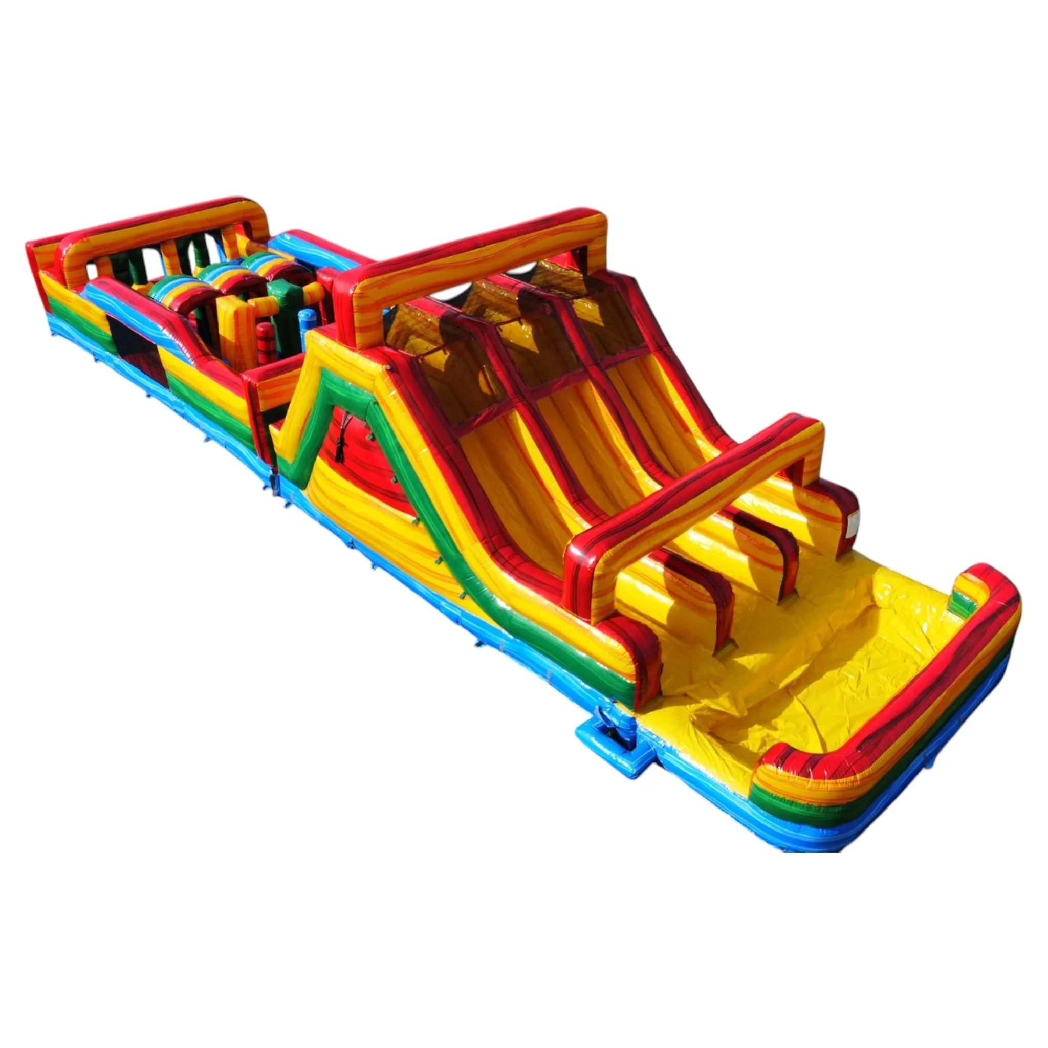 62ft Euro Marble Triple Lane 2-Piece Wet/Dry Inflatable Obstacle Course
