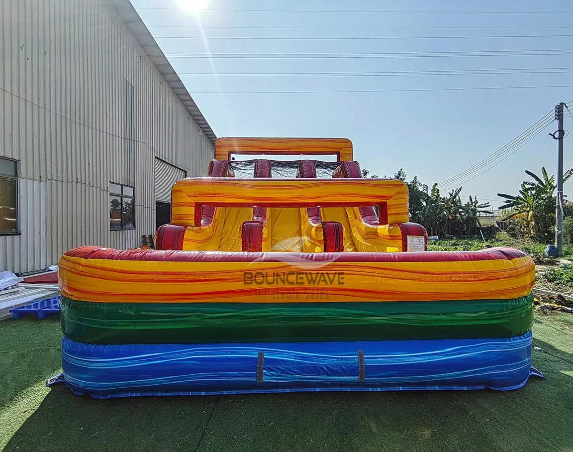 62ft Euro Marble Triple Lane 2-Piece Wet/Dry Inflatable Obstacle Course