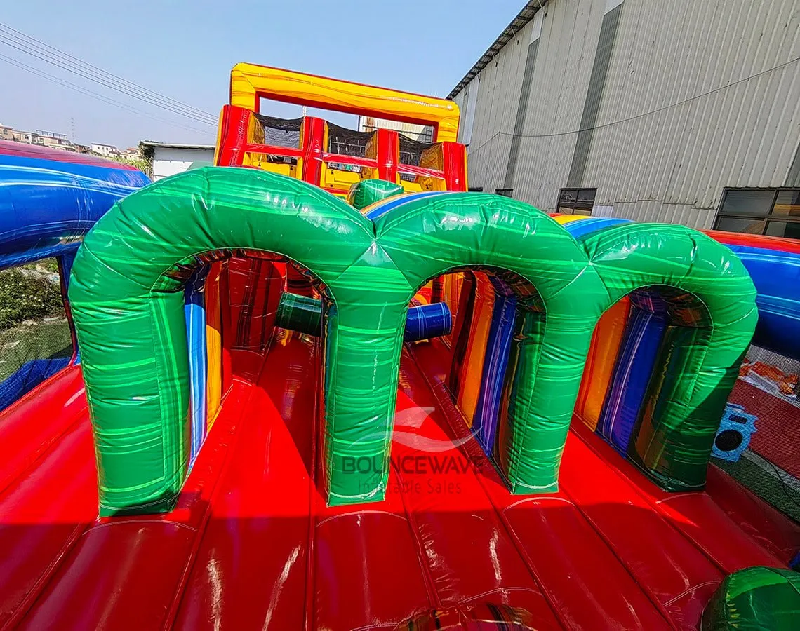 62ft Euro Marble Triple Lane 2-Piece Wet/Dry Inflatable Obstacle Course
