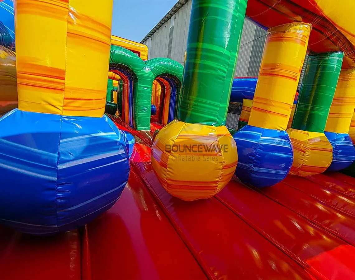 62ft Euro Marble Triple Lane 2-Piece Wet/Dry Inflatable Obstacle Course