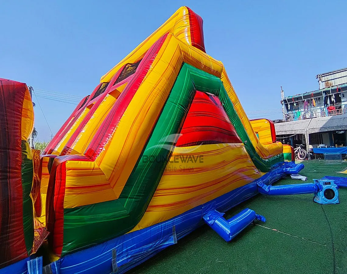 62ft Euro Marble Triple Lane 2-Piece Wet/Dry Inflatable Obstacle Course