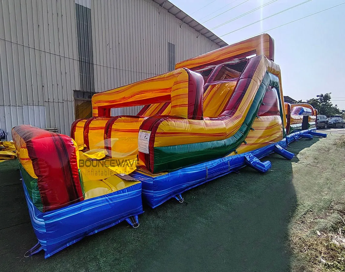62ft Euro Marble Triple Lane 2-Piece Wet/Dry Inflatable Obstacle Course