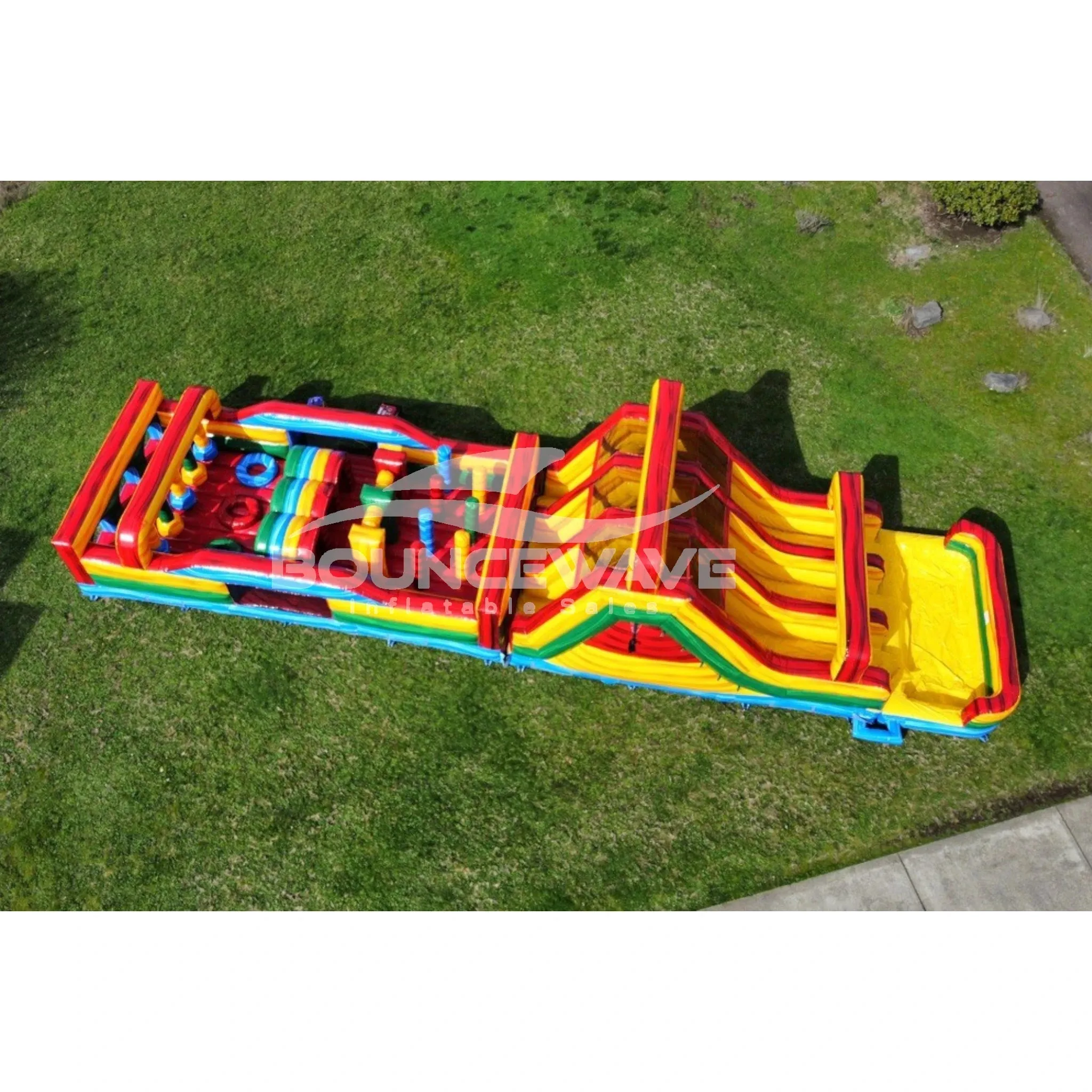 62ft Euro Marble Triple Lane 2-Piece Wet/Dry Inflatable Obstacle Course