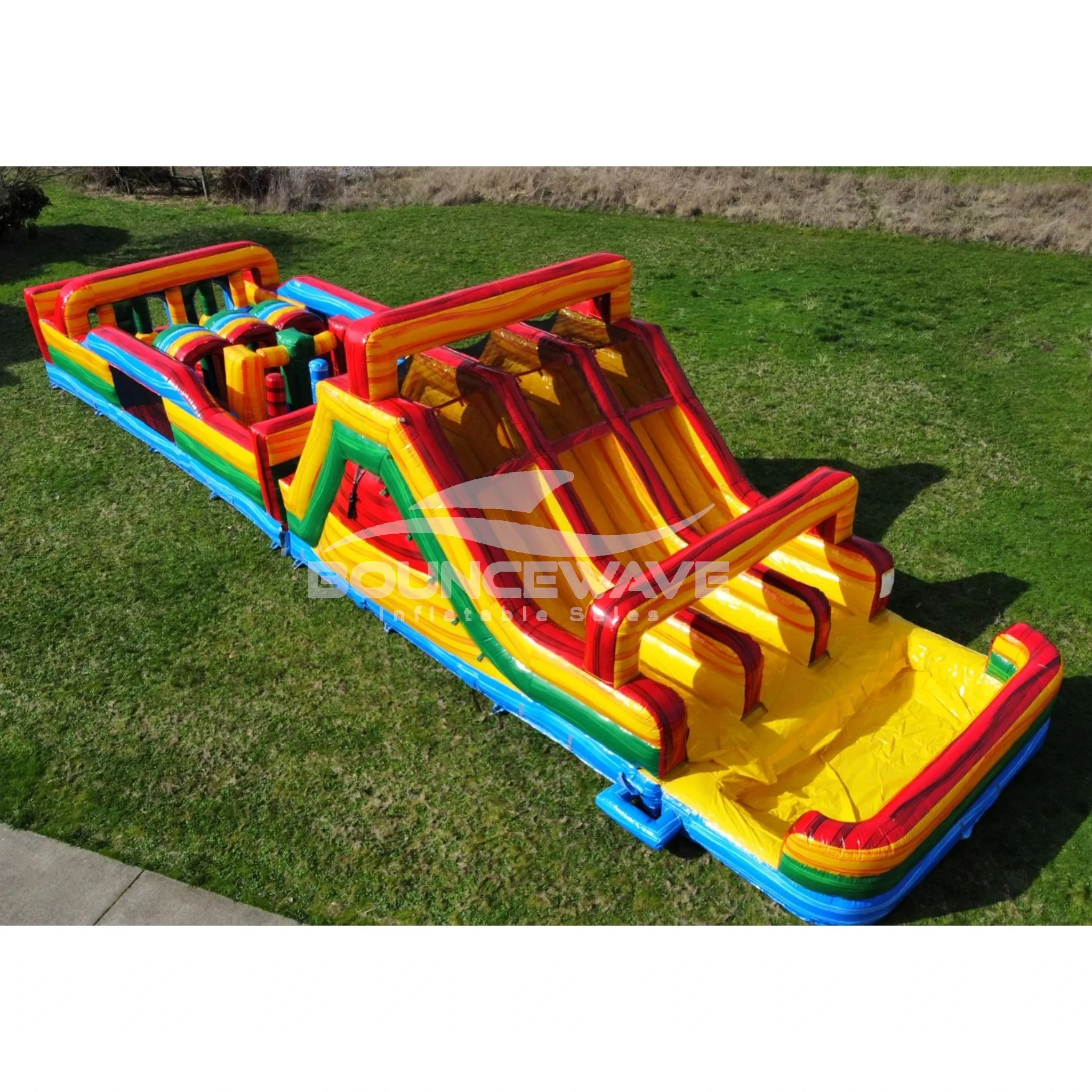 62ft Euro Marble Triple Lane 2-Piece Wet/Dry Inflatable Obstacle Course