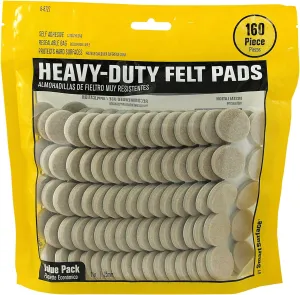 8727 Heavy Duty Self Adhesive Furniture Felt Pads 1-Inch Round Oatmeal 160-Piece Value Pack in Resealable Bag
