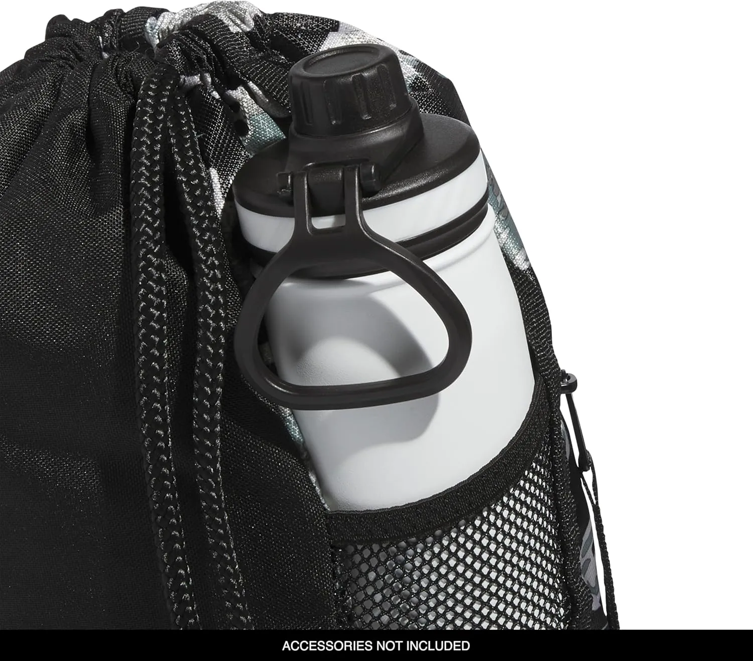 adidas Alliance Sackpack, Drawstring, Lightweight Small Gym Bag for Women, Soccer Backpack, Essential Camo Silver Green-Black/White/Black, One Size