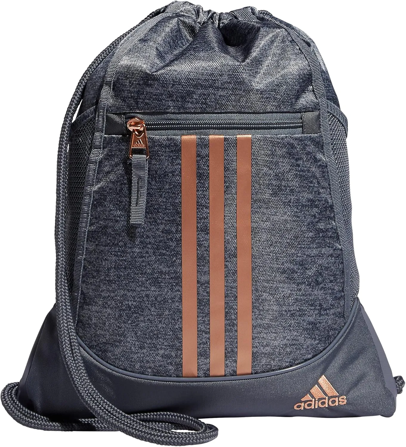 adidas Alliance Sackpack, Drawstring, Lightweight Small Gym Bag for Women, Soccer Backpack, Jersey Onix Grey/Rose Gold, One Size