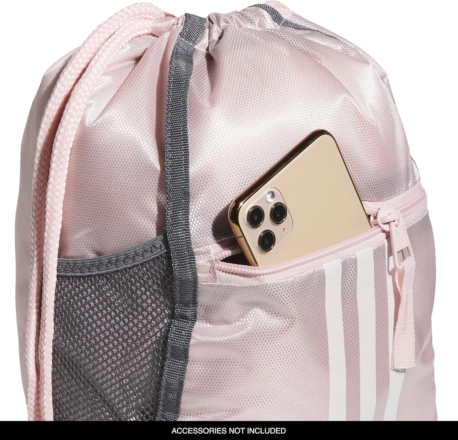 adidas Alliance Sackpack, Drawstring, Lightweight Small Gym Bag for Women, Soccer Backpack, Sandy Pink/White, One Size