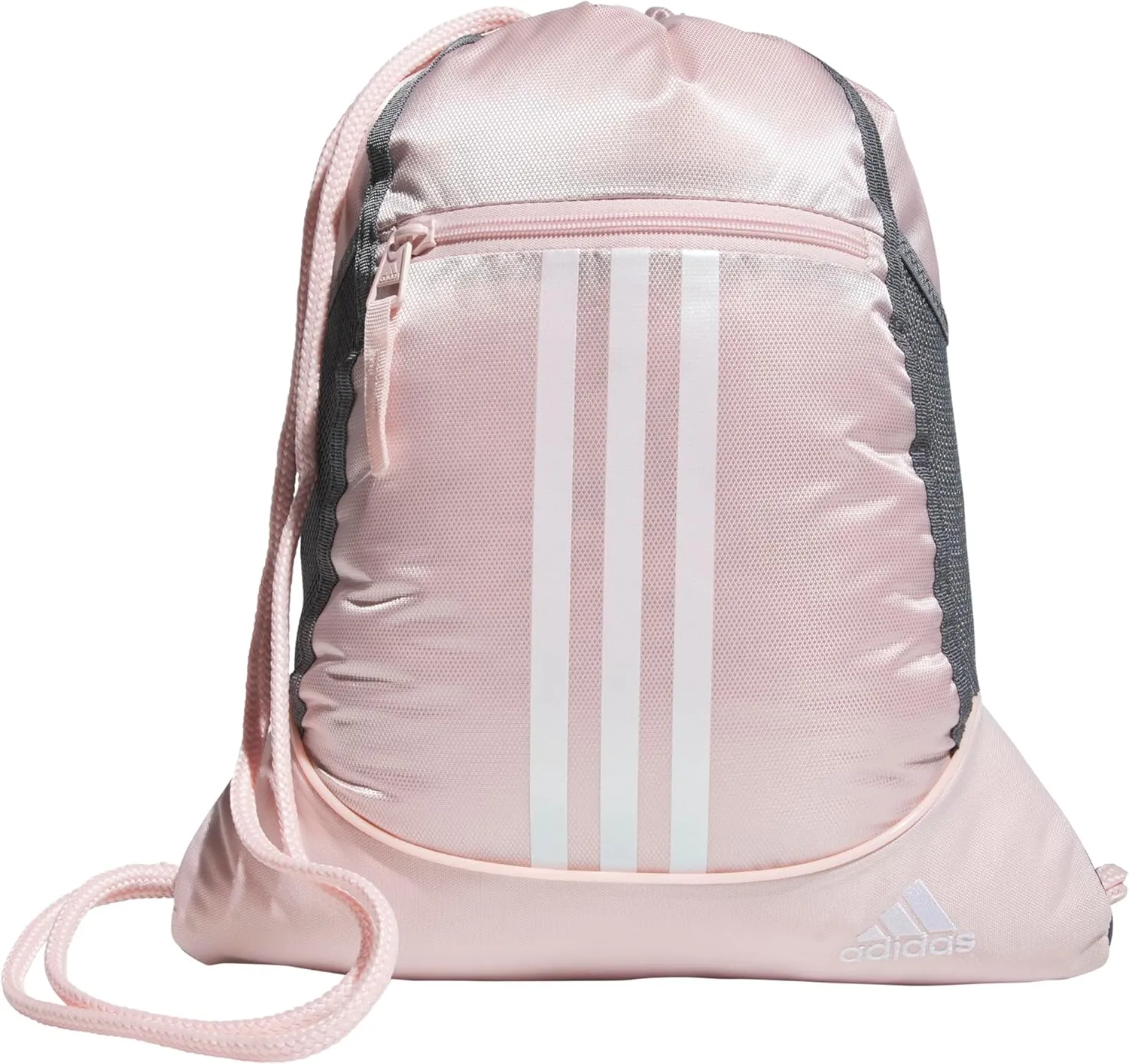 adidas Alliance Sackpack, Drawstring, Lightweight Small Gym Bag for Women, Soccer Backpack, Sandy Pink/White, One Size