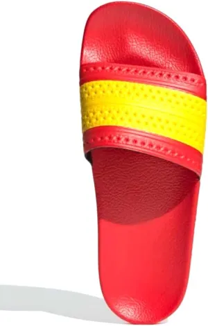 adidas Originals Mens Adilette Slides Spain Shoes, Red/Yellow/Red, 5