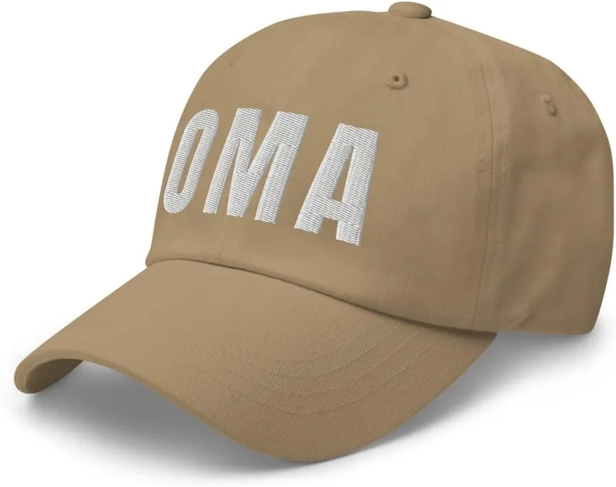 Airport Code OMA Hat Omaha Nebraska NE Dad Cap Embroidered Dad Hat Baseball Cap with Adjustable Buckle Strap