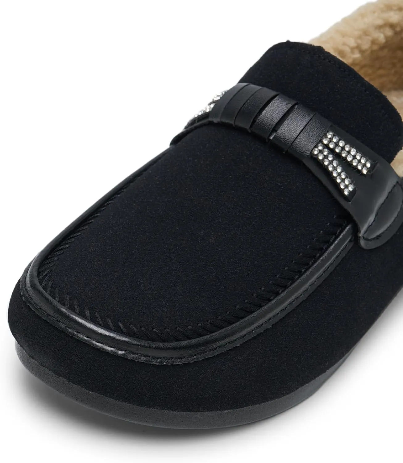 Alexis Leroy Women's Memory Foam Moccasin Slippers Fuzzy Indoor/Outdoor Slip-On Faux Fur Lining Loafers