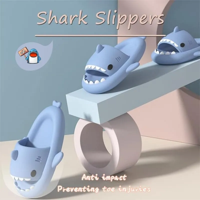 allgala Shark Slides for Women Men and Big Kids Novelty Soft Slippers Open Toe Shark Sandals Cushioned Slides Beach Pool Shower Cruise Slippers with Comfy Cushioned Thick Sole