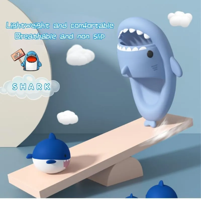 allgala Shark Slides for Women Men and Big Kids Novelty Soft Slippers Open Toe Shark Sandals Cushioned Slides Beach Pool Shower Cruise Slippers with Comfy Cushioned Thick Sole