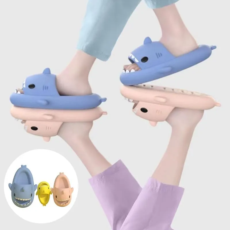 allgala Shark Slides for Women Men and Big Kids Novelty Soft Slippers Open Toe Shark Sandals Cushioned Slides Beach Pool Shower Cruise Slippers with Comfy Cushioned Thick Sole