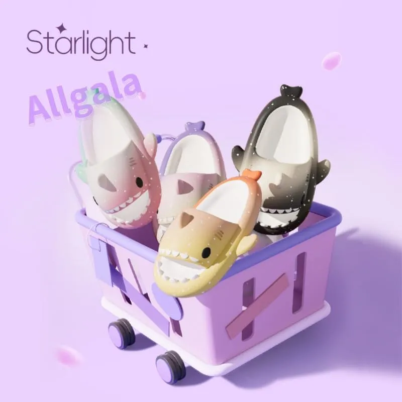 allgala Shark Slides for Women Men and Big Kids Novelty Soft Slippers Open Toe Shark Sandals Cushioned Slides Beach Pool Shower Cruise Slippers with Comfy Cushioned Thick Sole