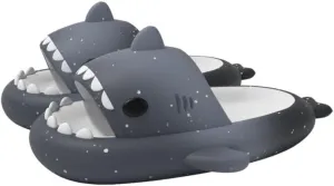 allgala Shark Slides for Women Men and Big Kids Novelty Soft Slippers Open Toe Shark Sandals Cushioned Slides Beach Pool Shower Cruise Slippers with Comfy Cushioned Thick Sole