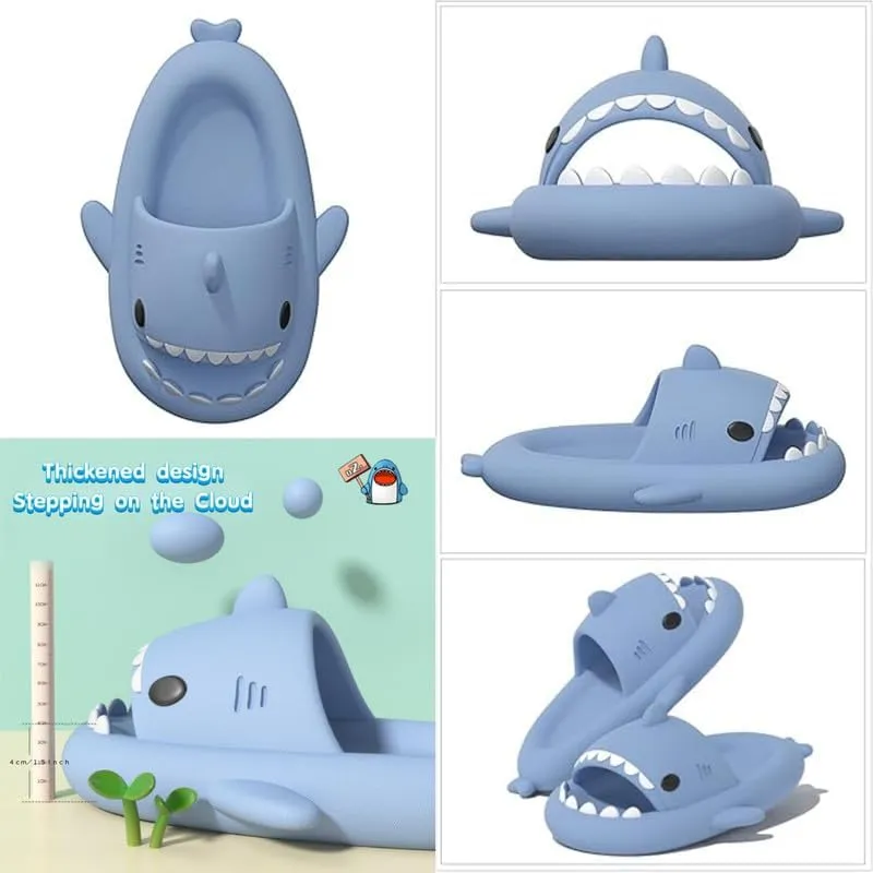 allgala Shark Slides for Women Men and Big Kids Novelty Soft Slippers Open Toe Shark Sandals Cushioned Slides Beach Pool Shower Cruise Slippers with Comfy Cushioned Thick Sole