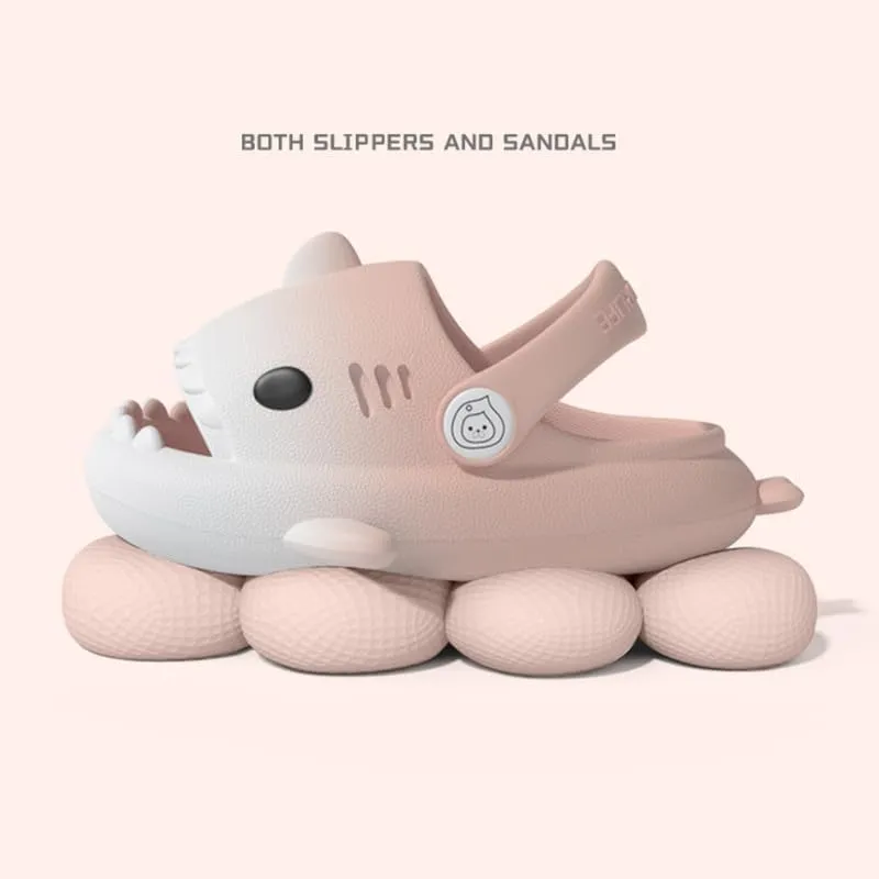 allgala Shark Slides Slippers with Backtrap Non-Slip Novelty Open Toe Sandals for Boys Girl Indoor & Outdoor Comfy Cushioned Thick Sole Cute Cartoon Shower Cloud Slippers Beach Pool Shoes