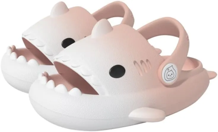 allgala Shark Slides Slippers with Backtrap Non-Slip Novelty Open Toe Sandals for Boys Girl Indoor & Outdoor Comfy Cushioned Thick Sole Cute Cartoon Shower Cloud Slippers Beach Pool Shoes