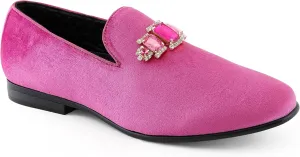 Amali Tiago- The Original Men's Faux Velvet Slip On Loafer with Jeweled Bit and Matching Piping - Mens Smoking Slip On Shoes - Formal Tuxedo Dress Shoe Loafers for Men