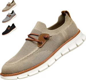 AMAZIDEAL Men's Knited Mesh Barefoot Shoes Casual Lace Up Walking Sneakers Comfortable Slip On Lightweight Breathable Driving Loafer