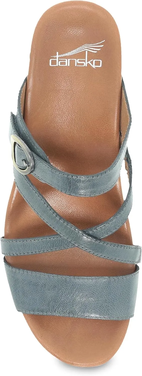 Ana Wedge Sandal for Women – Cushioned, Contoured Footbed for All-Day Comfort and Support – Adjustable Hook & Loop Strap with Buckle Detail – Lightweight Rubber Outsole