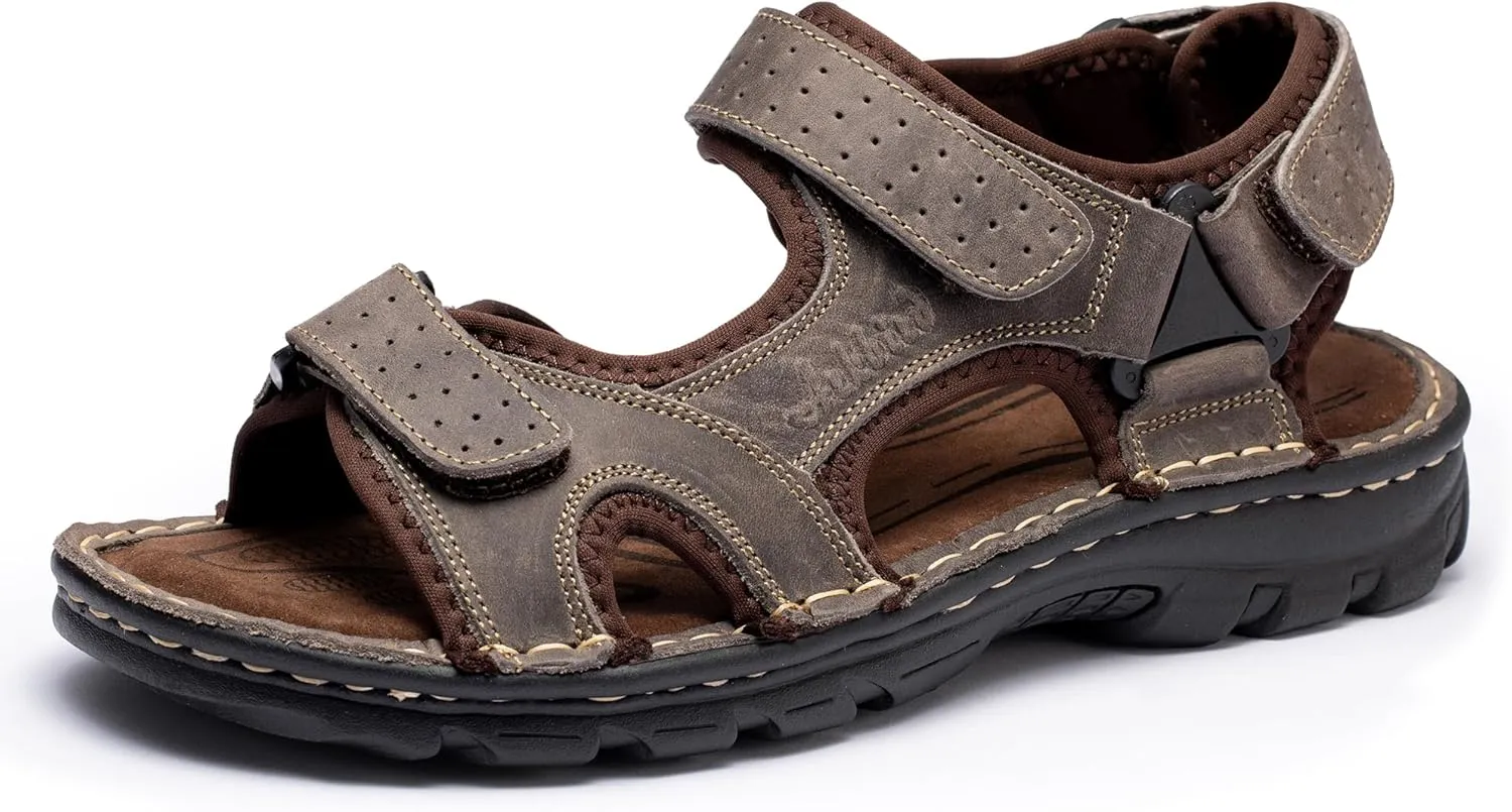 Arkbird Men's Leather Sandals Open Toe Athletic Fisherman Sandal Summer Beach Sport Hiking Shoes for Men