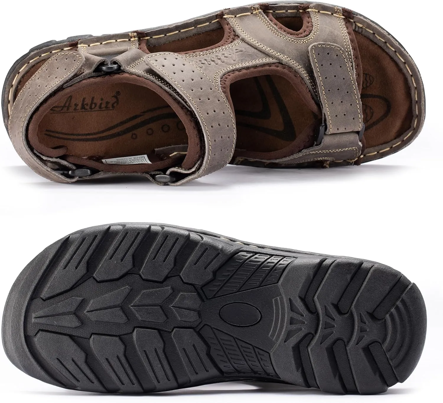 Arkbird Men's Leather Sandals Open Toe Athletic Fisherman Sandal Summer Beach Sport Hiking Shoes for Men
