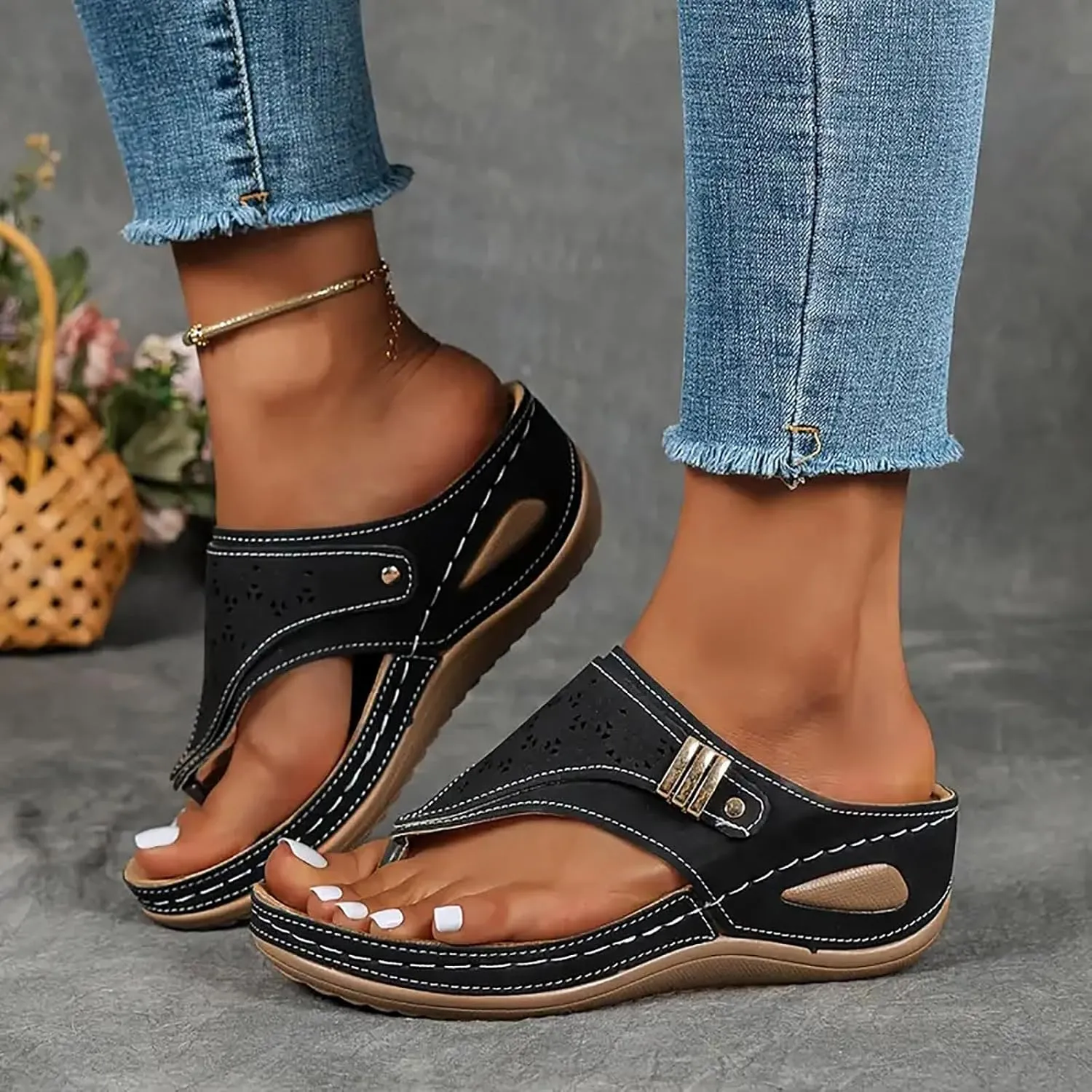 Avylays Women's Purple Orthopedic Wedge Sandals, Breathable Mesh Sports Sandals with Non-Slip Sole, Casual Wedge Sandals