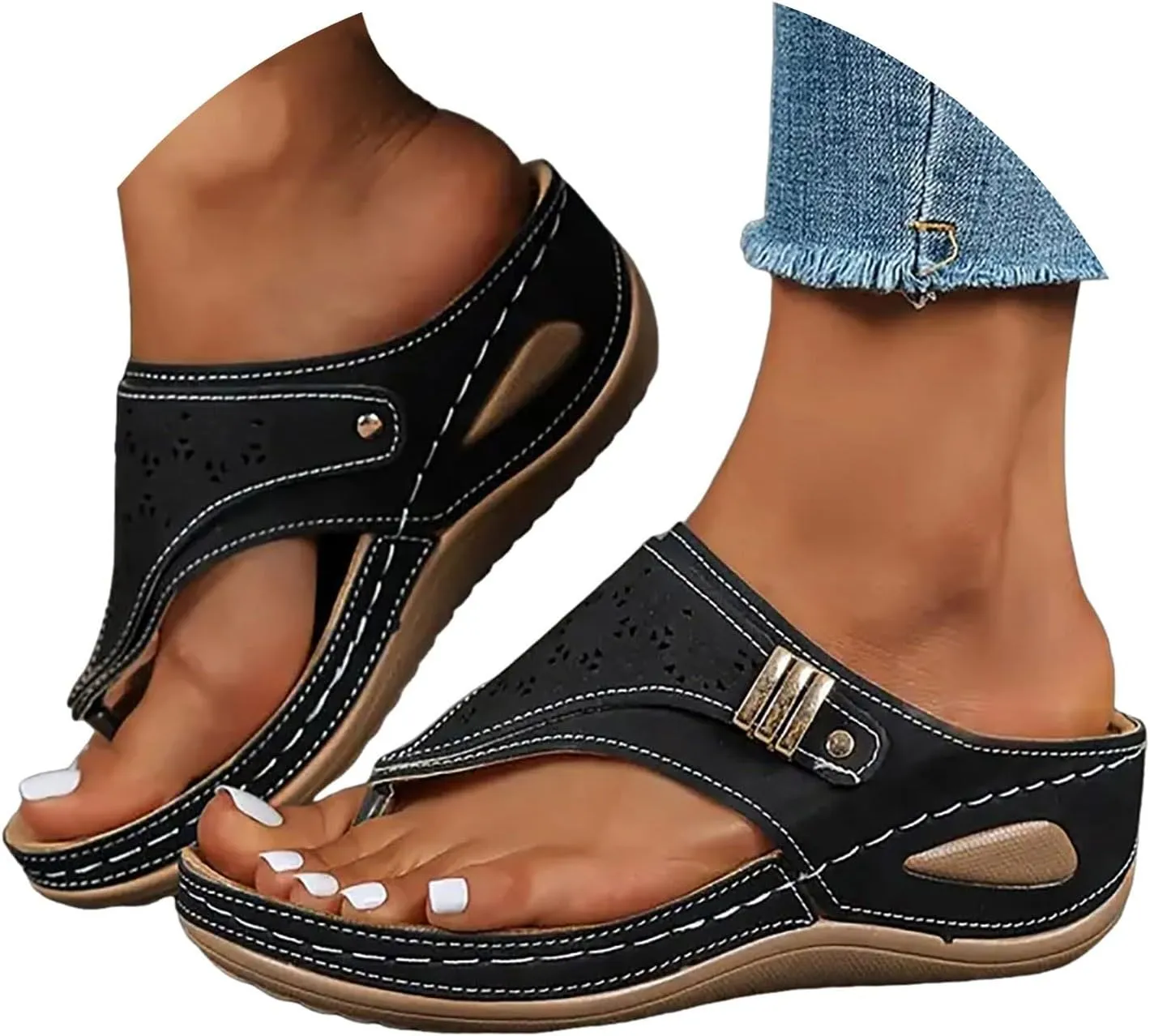 Avylays Women's Purple Orthopedic Wedge Sandals, Breathable Mesh Sports Sandals with Non-Slip Sole, Casual Wedge Sandals