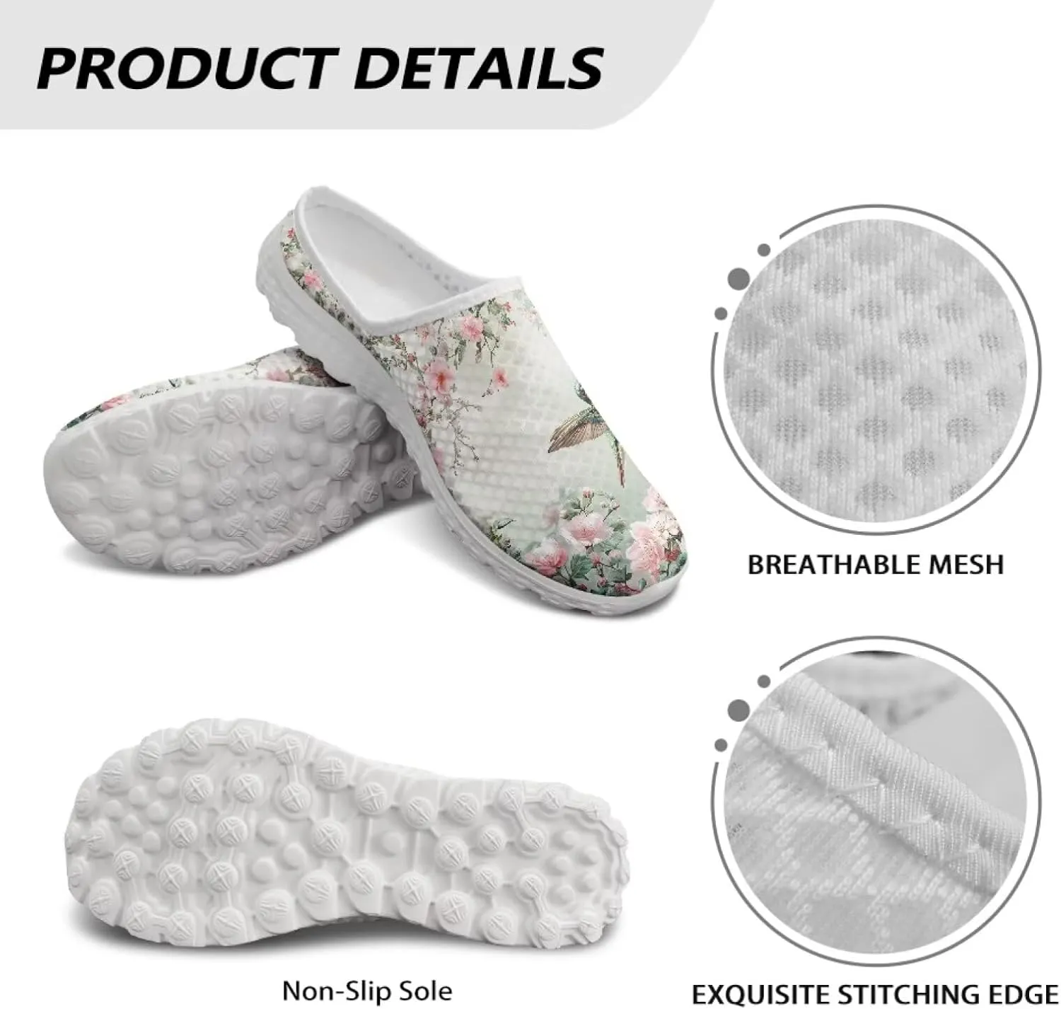 Backless Shoes for Women Walking Sneakers Slip-on Mules Closed Toe Slippers Breathable Mesh Footwear
