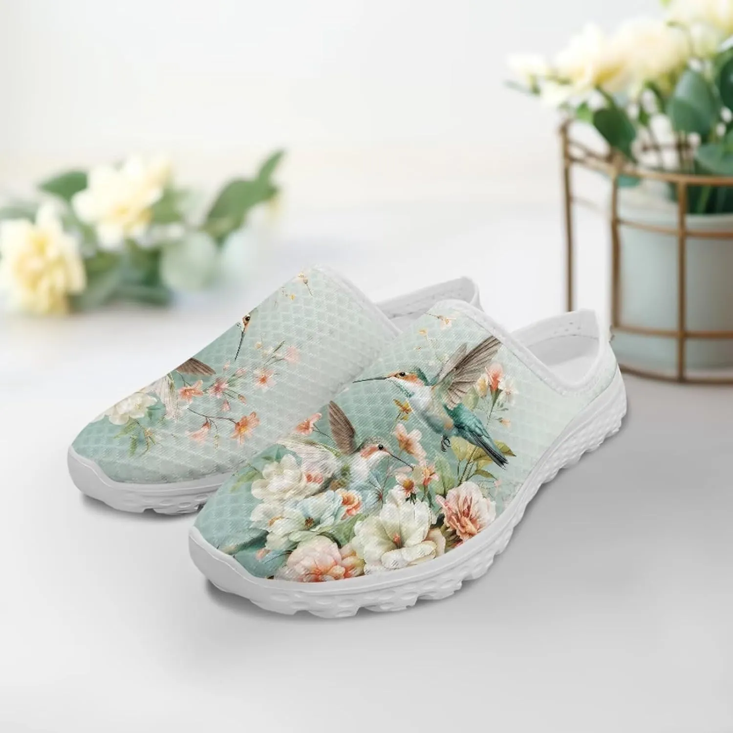 Backless Shoes for Women Walking Sneakers Slip-on Mules Closed Toe Slippers Breathable Mesh Footwear