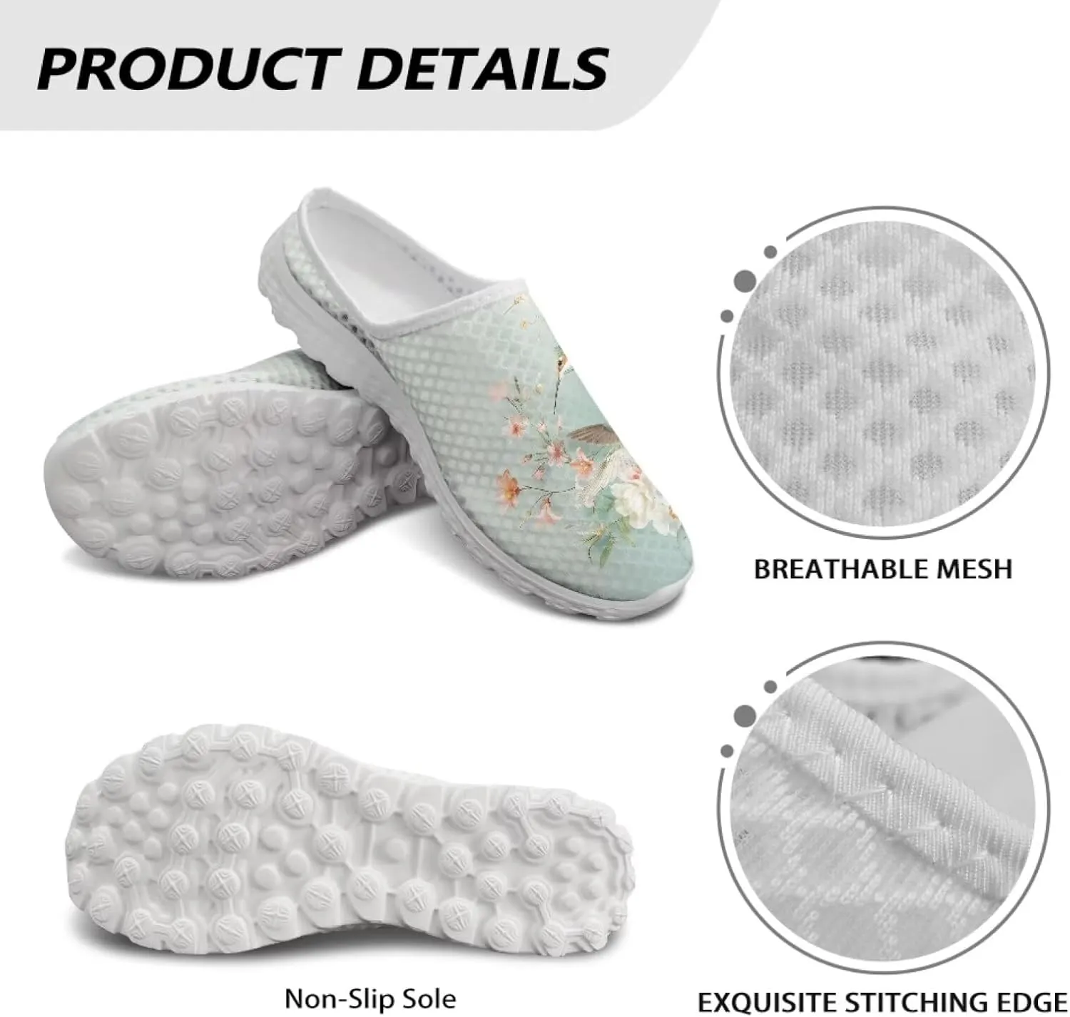 Backless Shoes for Women Walking Sneakers Slip-on Mules Closed Toe Slippers Breathable Mesh Footwear